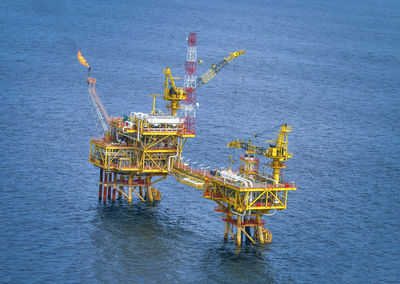 View of oil and gas rig in the ocean