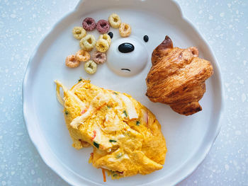 High angle view of food in plate
