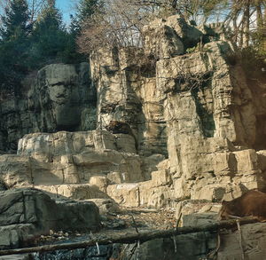 Low angle view of rock formation