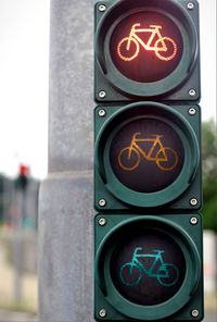 Close-up of traffic for bicycle