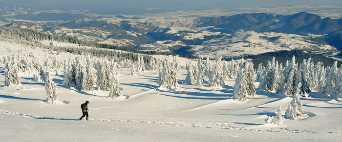 Scenic view of snowcapped mountain range