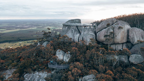 Aerial image of castle rock and its famousgranite skywalk in porongurup range, western australia