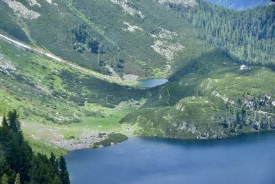 Scenic view of lakes, mountains and forests