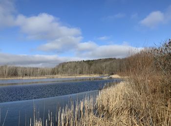 Scenic view of lake against sky