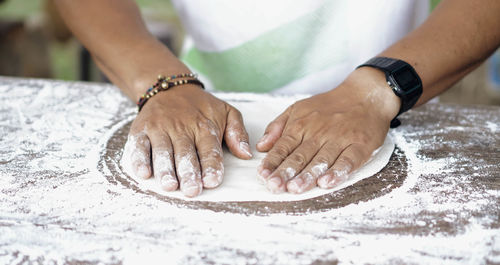 Midsection of woman working