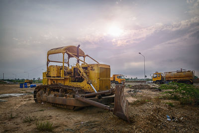 Construction site on field against sky