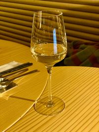 Close-up of wineglass on table