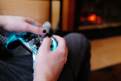 Close-up of woman holding hands