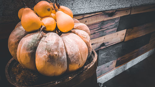 High angle view of oranges on table