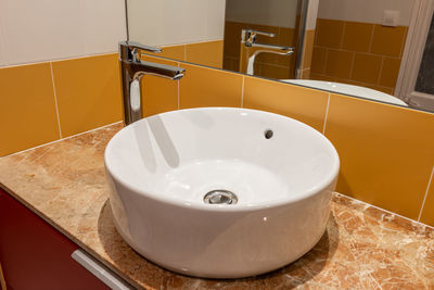 Close-up of sink in bathroom