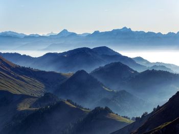 Scenic view of mountains against sky