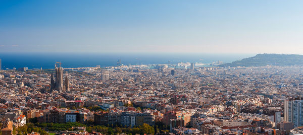 High angle view of cityscape against sky