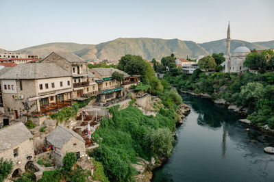 High angle view of buildings in mostar