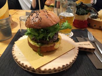 Close-up of food on table