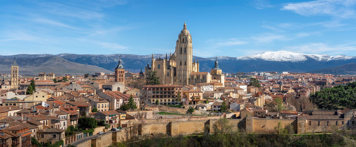 High angle view of townscape against sky