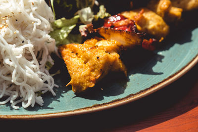 Close-up of meal served in plate