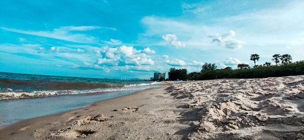 Scenic view of beach against sky
