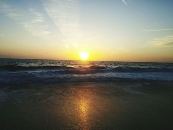 Scenic view of sea at sunset