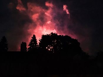 Low angle view of silhouette trees against sky at sunset