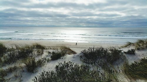 Scenic view of sea against cloudy sky