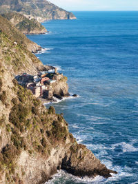 Vernazza seen from one of the various paths that can be traveled in the cinque terre, italy.