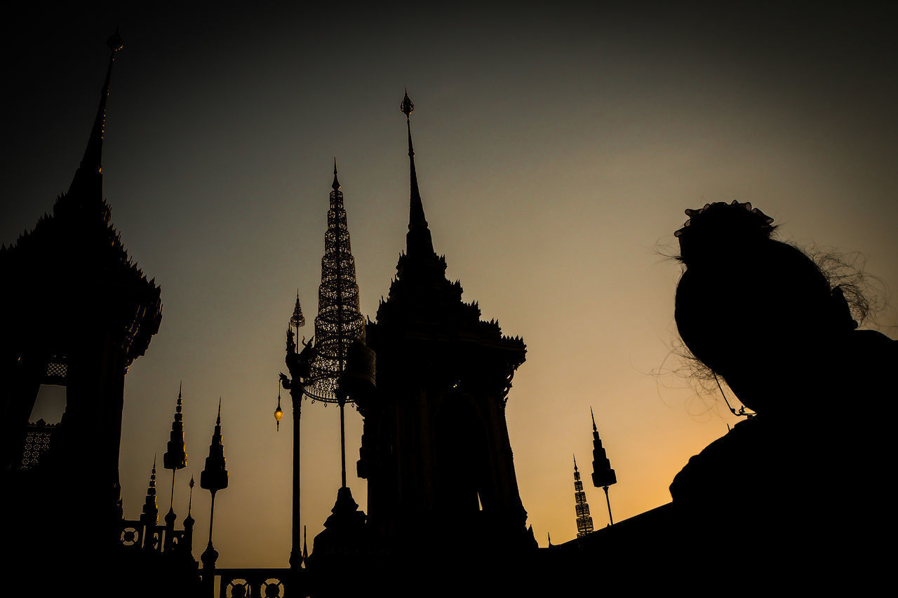 LOW ANGLE VIEW OF SILHOUETTE TEMPLE AGAINST SKY