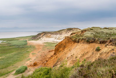 Scenic view of sea against cloudy sky