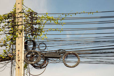 Low angle view of bicycle against sky