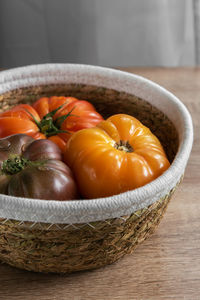 High angle view of vegetables in basket