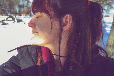 Close-up portrait of woman