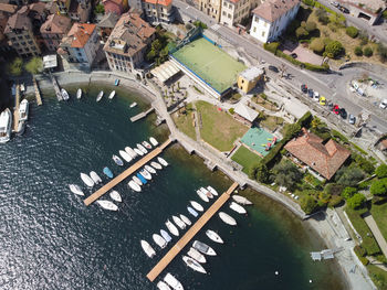 High angle view of buildings in city