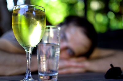 Close-up of drink in glass on table