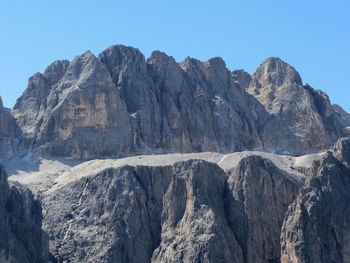 Low angle view of mountains against clear sky