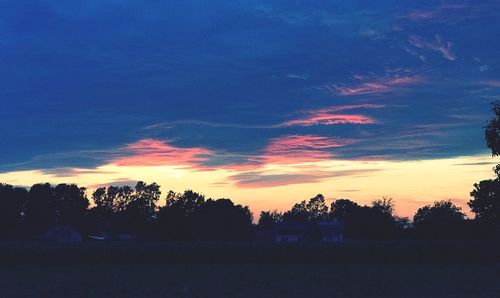 Silhouette trees against sky during sunset