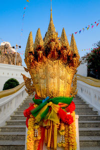 Panoramic view of temple outside building against sky