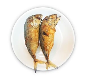 High angle view of fish in plate