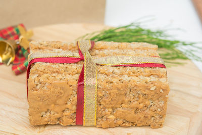 Close-up of cake on table