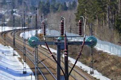 Close-up of railroad on land