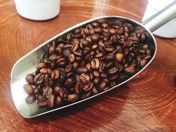 High angle view of coffee on table