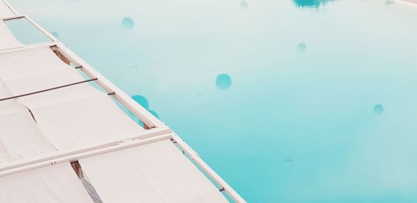 High angle view of sailboat in swimming pool