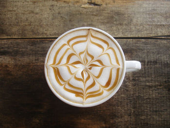 High angle view of coffee on table