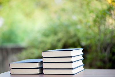 Close-up of books on table