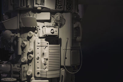 Traditional white communication objects on a wall. light effect and shadows