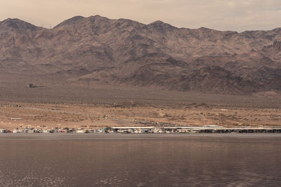 Scenic view of mountains against sky during sunset
