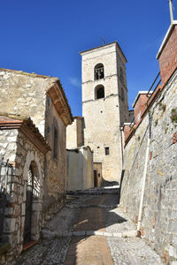 A narrow street of veroli, a medieval village in lazio region, italy.