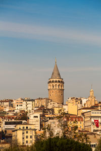 View of buildings in city against sky