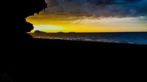 Scenic view of sea against cloudy sky