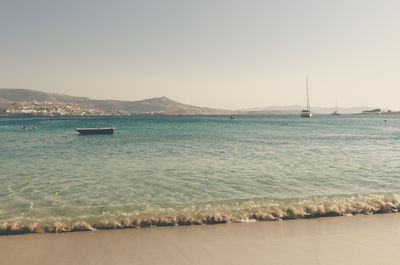 Scenic view of sea against clear sky