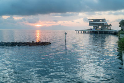 Scenic view of sea against sky during sunset