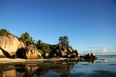 Beautiful beach of anse source d'argent, la digue island, seychelles